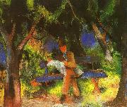 August Macke Man Reading in a Park France oil painting artist